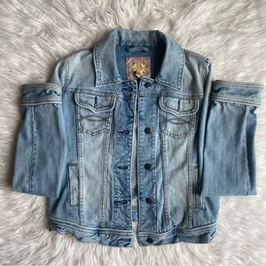 Vintage Abercrombie & Fitch Distressed Denim Jean Jacket Women’s Size Large